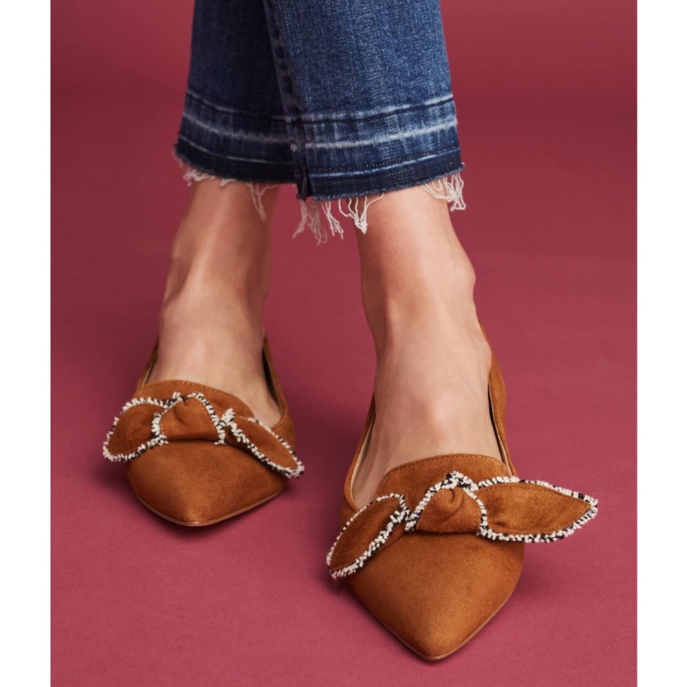 Sam Edelman Women's Rochester Suede Pointed Toe Bow Flats